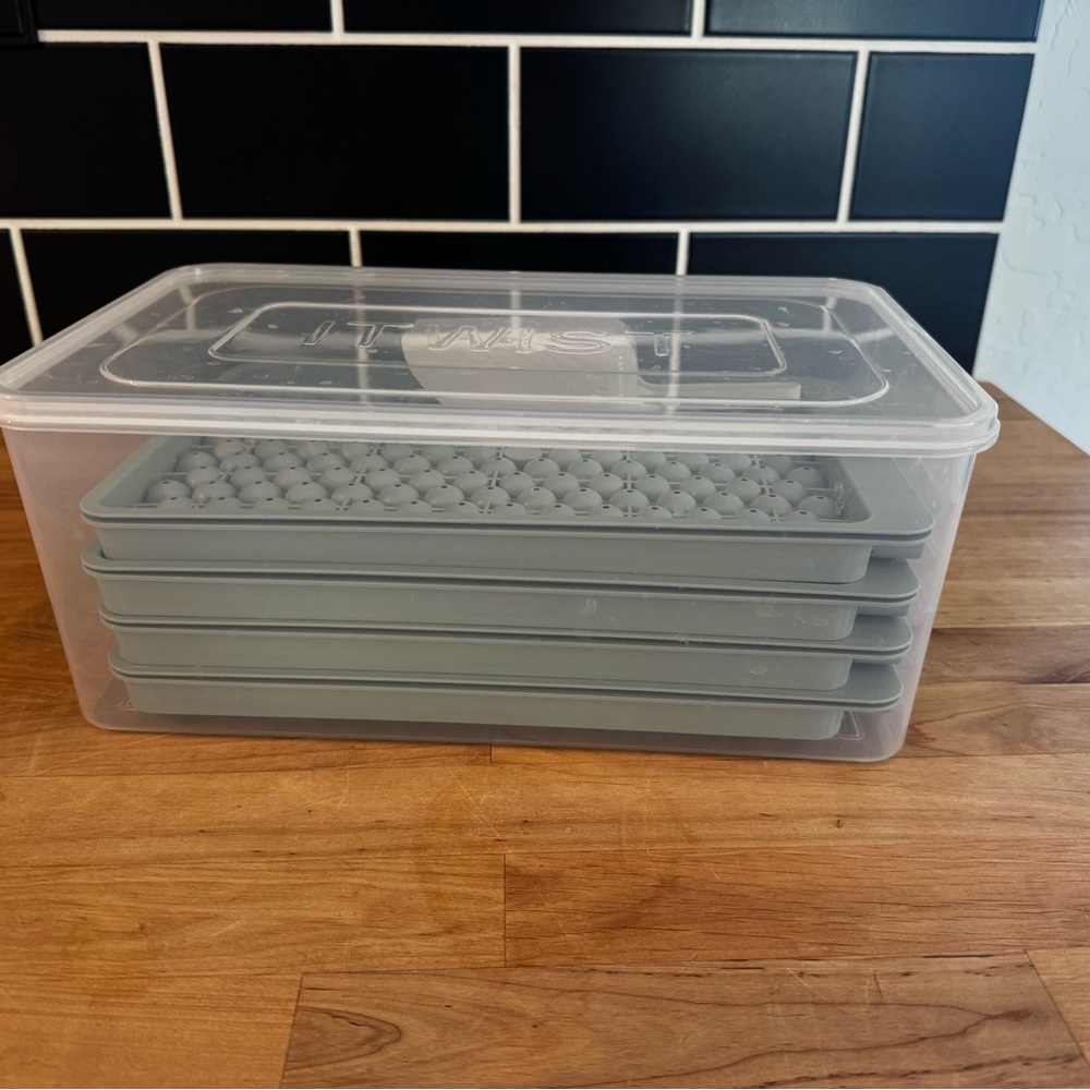 Amazon Essentials Gray Ice Cube Tray Set with Lid